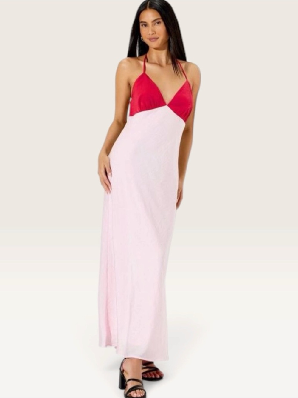 Wild Fable Women’s Two-Tone Pink & Red Slip Maxi Dress NWOT medium